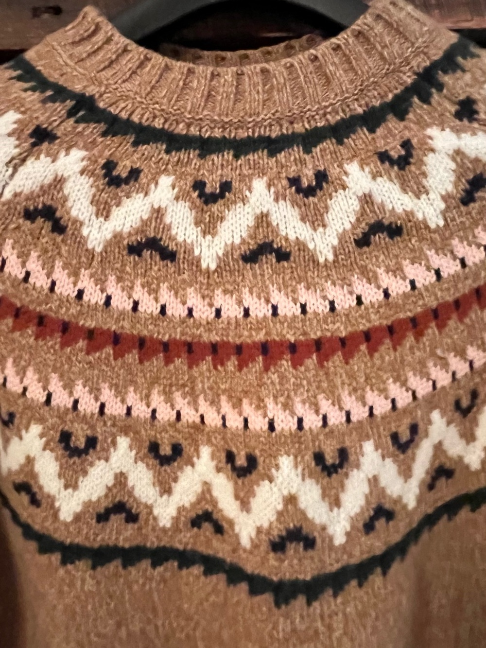 Barbour Langford Knit Sweater Nordic Fair Isle crew neck wool blend Cabincore 6 - Picture 3 of 7